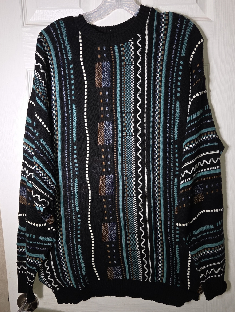 Milford USA Vintage-Inspired Black Patterned Sweater - Mens Size L